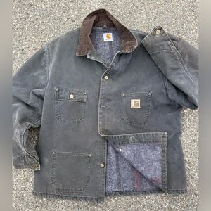 Well Loved Vintage Carhartt Men's Loose Fit Firm Duck Blanket-Lined Chore Coat